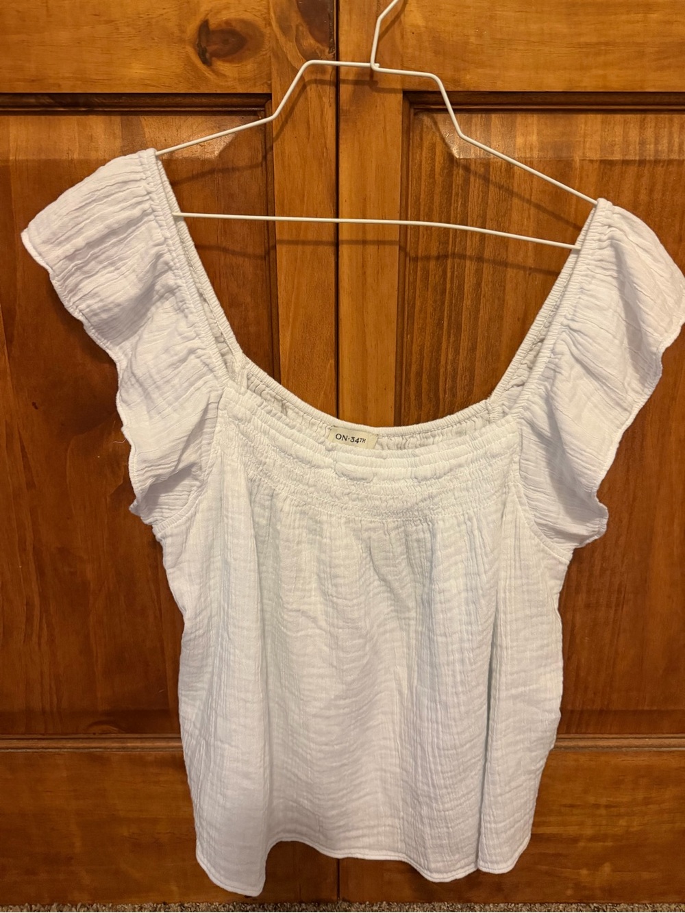 White Ruffle-Sleeve Square Neck Camisole